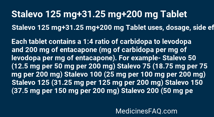 Stalevo 125 mg+31.25 mg+200 mg Tablet