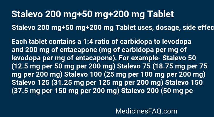 Stalevo 200 mg+50 mg+200 mg Tablet