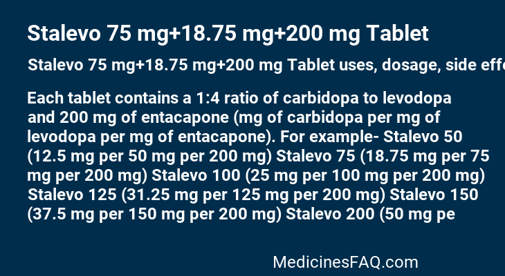 Stalevo 75 mg+18.75 mg+200 mg Tablet