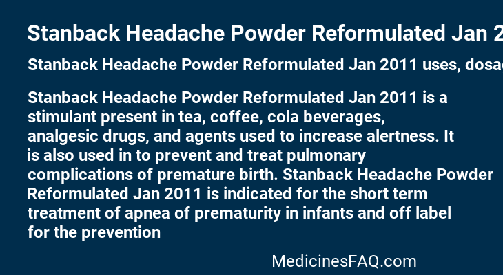 Stanback Headache Powder Reformulated Jan 2011