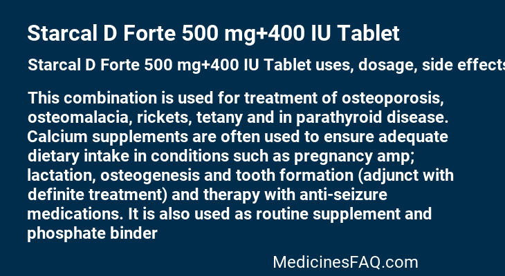 Starcal D Forte 500 mg+400 IU Tablet