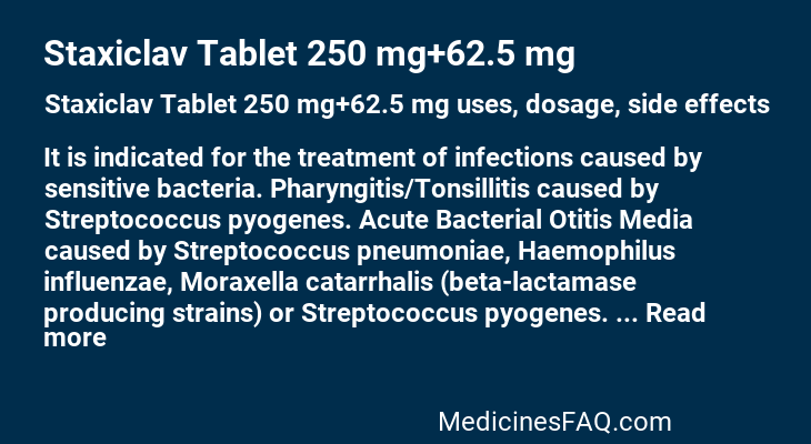 Staxiclav Tablet 250 mg+62.5 mg