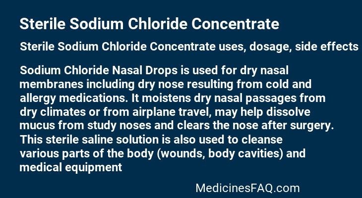 Sterile Sodium Chloride Concentrate