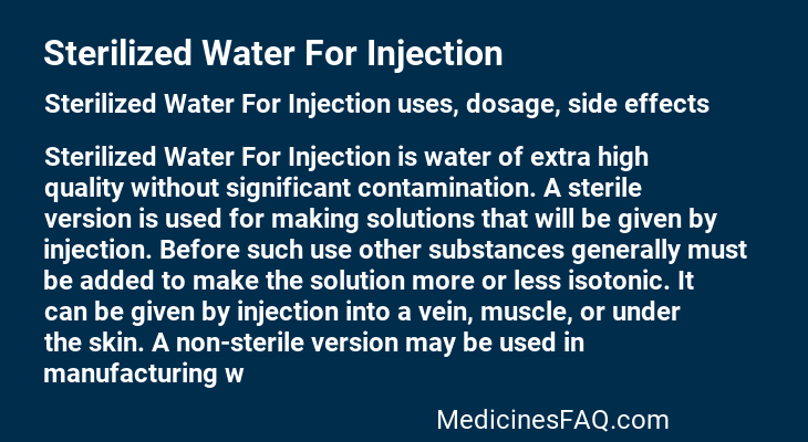 Sterilized Water For Injection