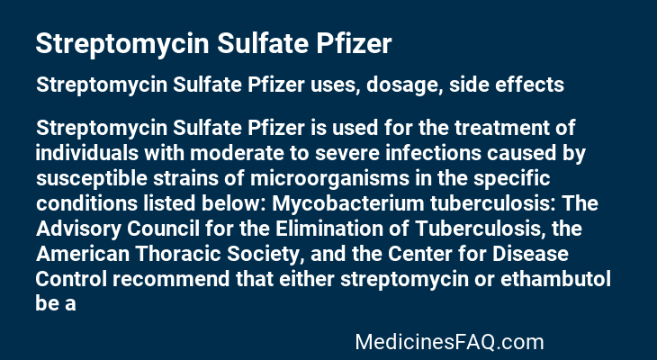 Streptomycin Sulfate Pfizer