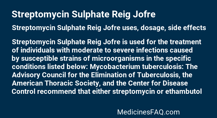 Streptomycin Sulphate Reig Jofre