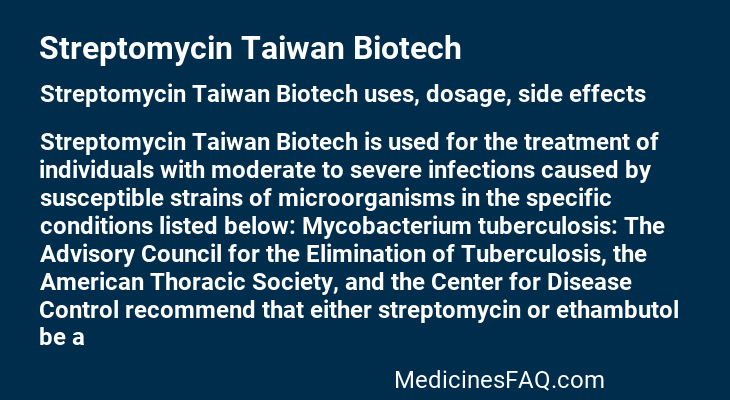 Streptomycin Taiwan Biotech