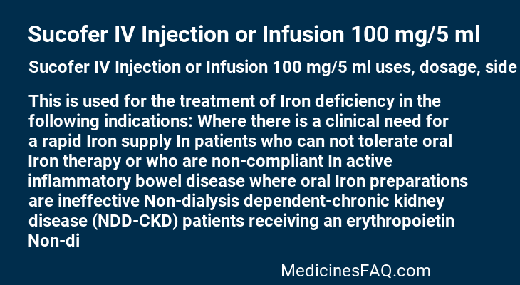 Sucofer IV Injection or Infusion 100 mg/5 ml