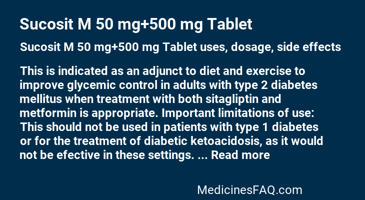 Sucosit M 50 mg+500 mg Tablet