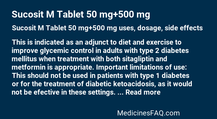 Sucosit M Tablet 50 mg+500 mg