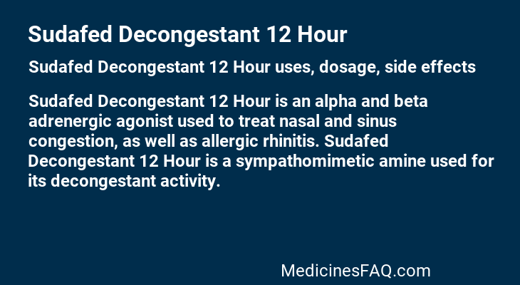 Sudafed Decongestant 12 Hour