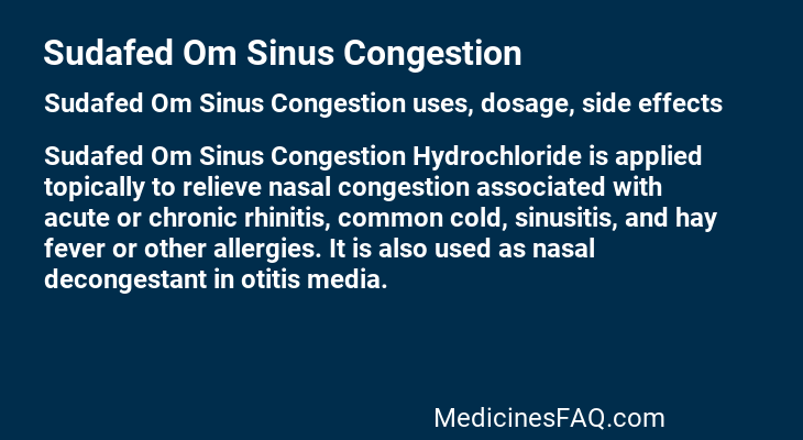 Sudafed Om Sinus Congestion