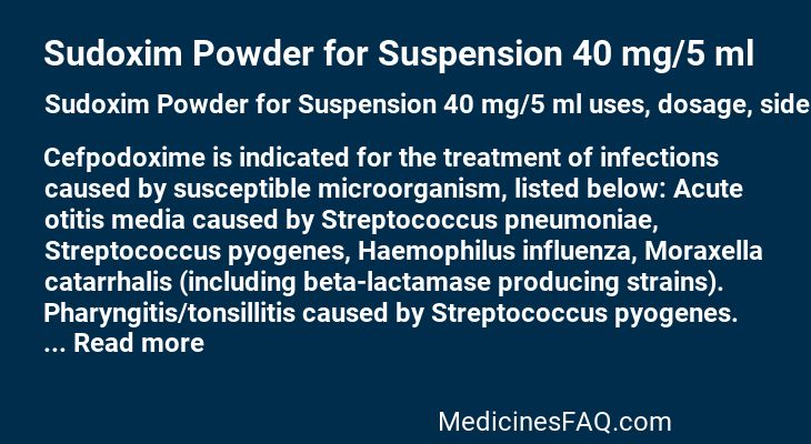 Sudoxim Powder for Suspension 40 mg/5 ml