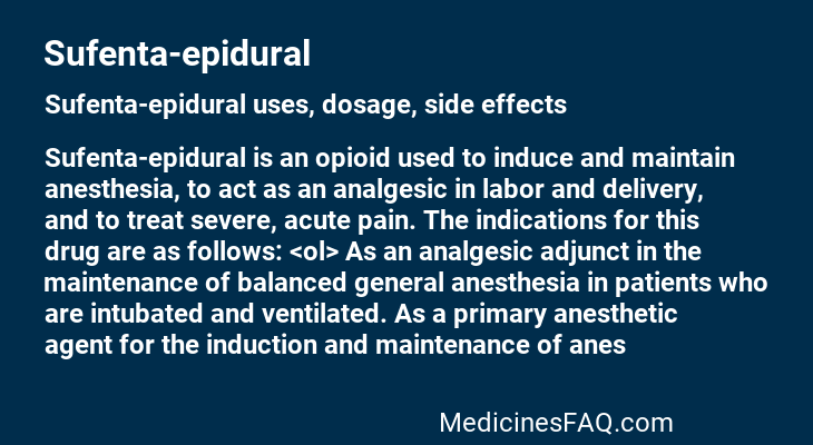 Sufenta-epidural