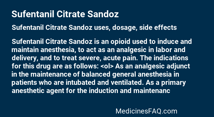 Sufentanil Citrate Sandoz