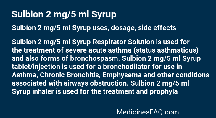 Sulbion 2 mg/5 ml Syrup