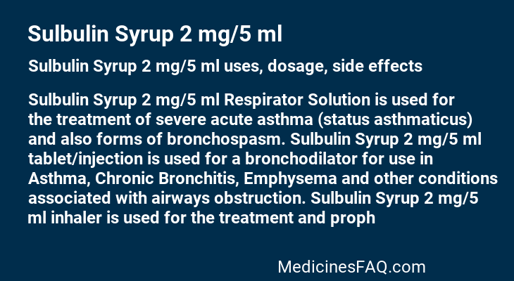 Sulbulin Syrup 2 mg/5 ml