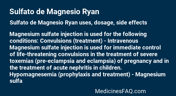 Sulfato de Magnesio Ryan