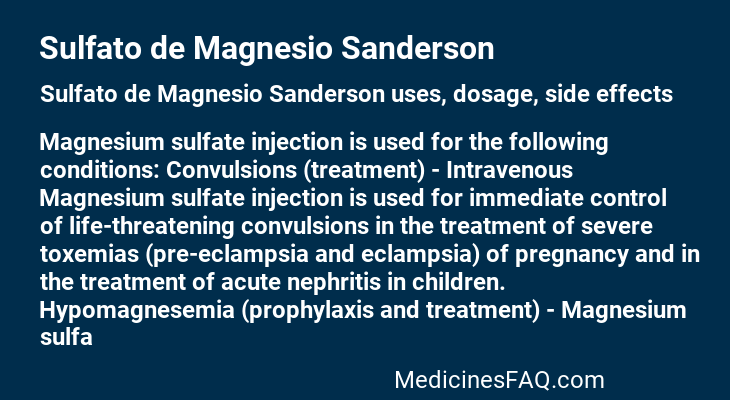 Sulfato de Magnesio Sanderson