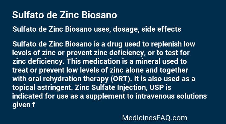 Sulfato de Zinc Biosano
