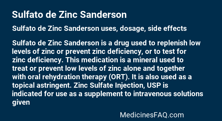 Sulfato de Zinc Sanderson