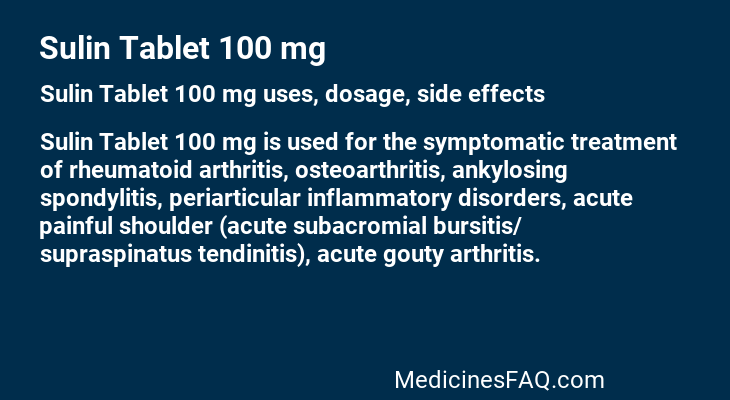 Sulin Tablet 100 mg