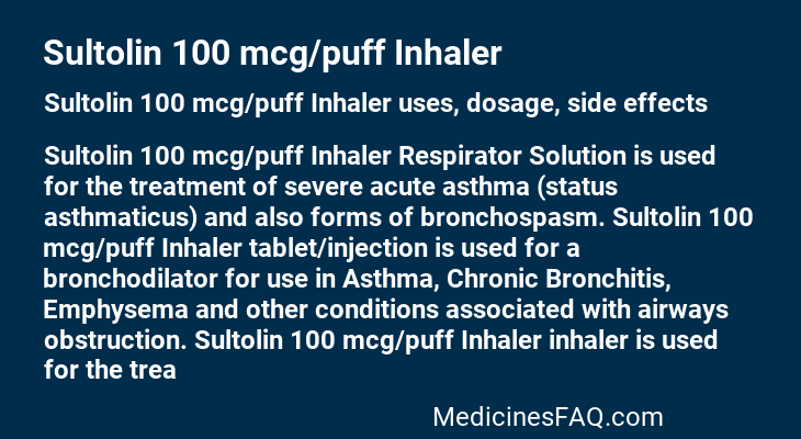 Sultolin 100 mcg/puff Inhaler