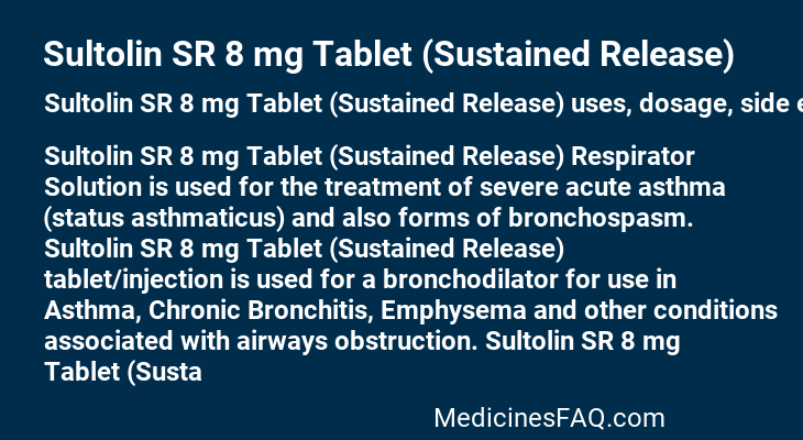 Sultolin SR 8 mg Tablet (Sustained Release)