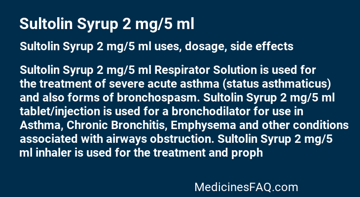 Sultolin Syrup 2 mg/5 ml