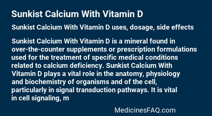 Sunkist Calcium With Vitamin D