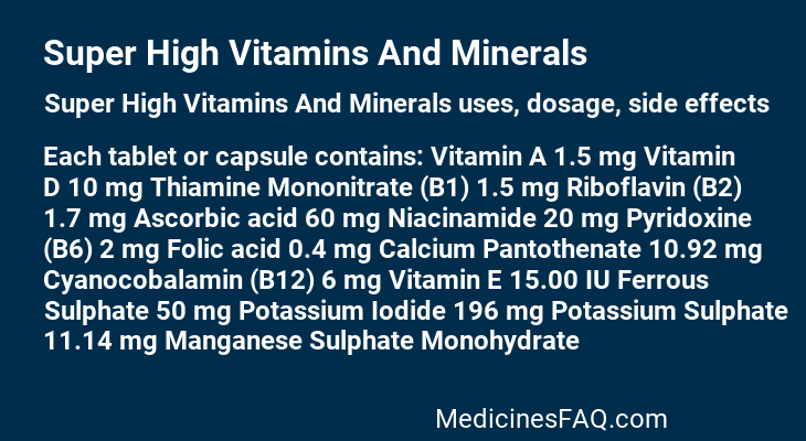 Super High Vitamins And Minerals