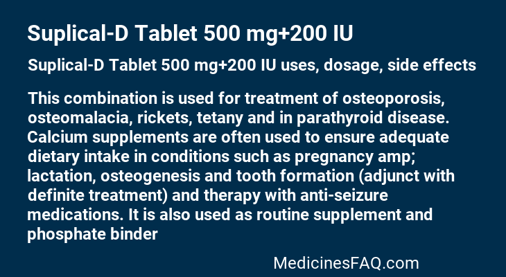 Suplical-D Tablet 500 mg+200 IU
