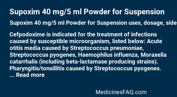 Supoxim 40 mg/5 ml Powder for Suspension