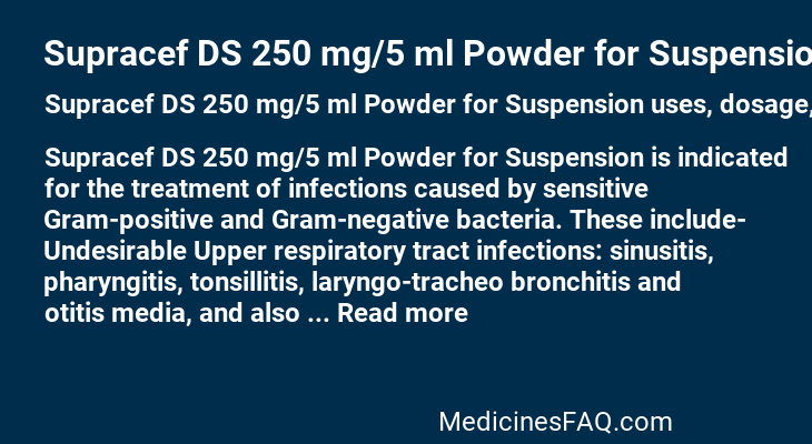 Supracef DS 250 mg/5 ml Powder for Suspension