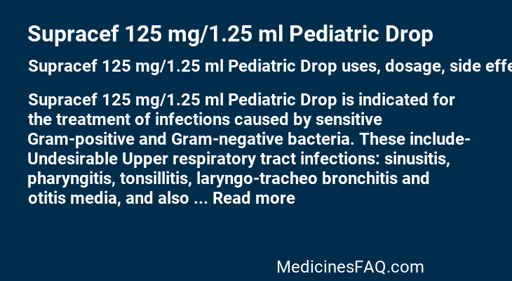 Supracef 125 mg/1.25 ml Pediatric Drop