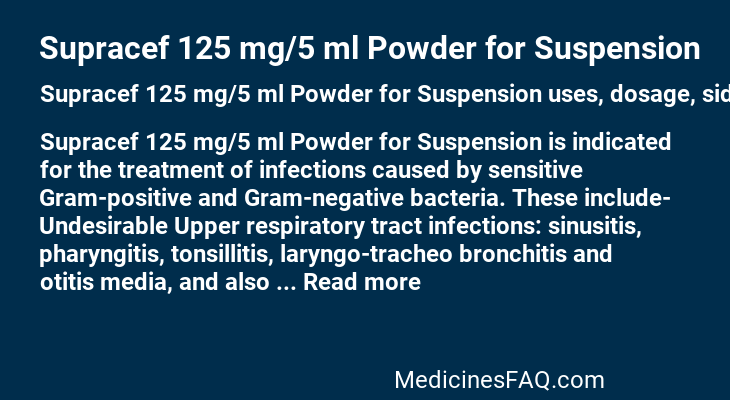 Supracef 125 mg/5 ml Powder for Suspension