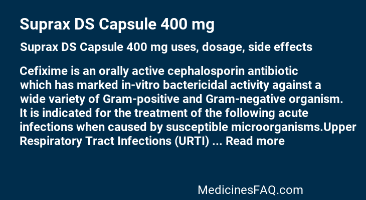 Suprax DS Capsule 400 mg
