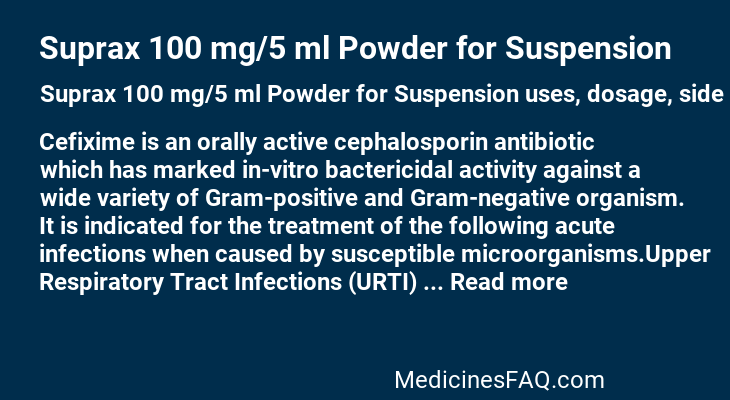 Suprax 100 mg/5 ml Powder for Suspension