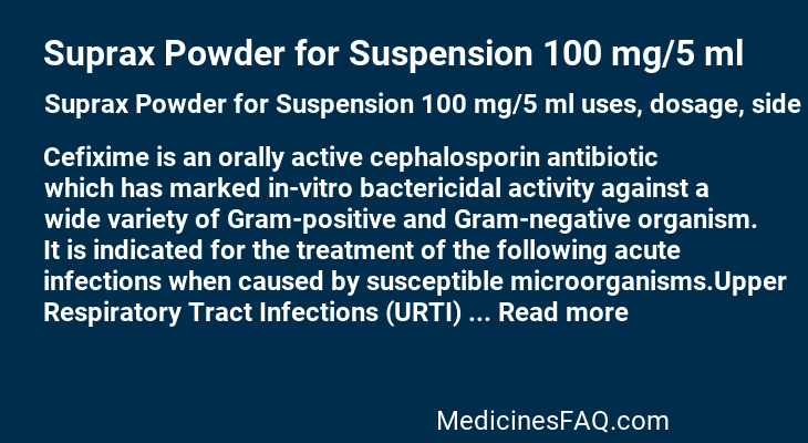 Suprax Powder for Suspension 100 mg/5 ml