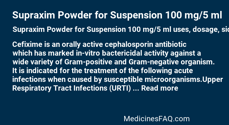Supraxim Powder for Suspension 100 mg/5 ml