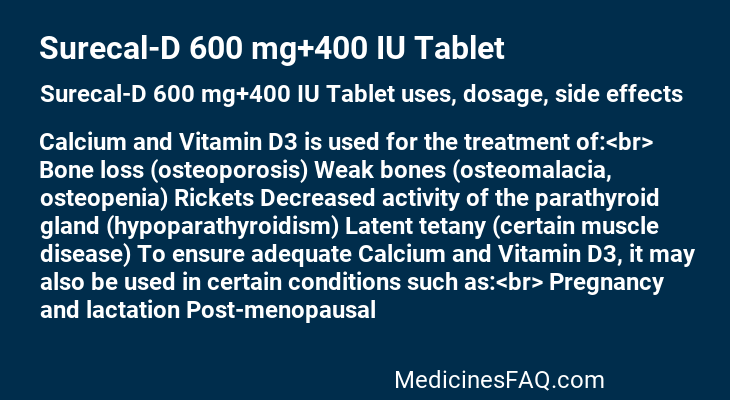 Surecal-D 600 mg+400 IU Tablet