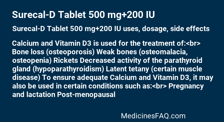 Surecal-D Tablet 500 mg+200 IU