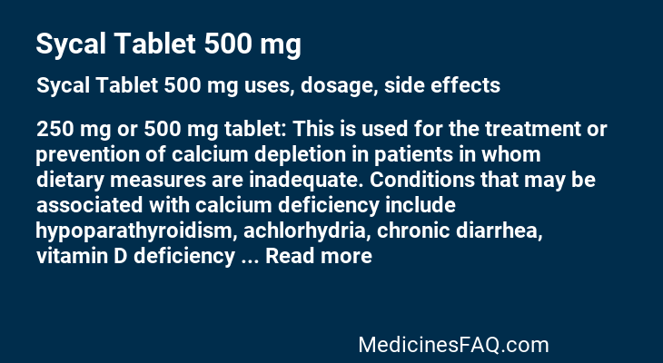 Sycal Tablet 500 mg