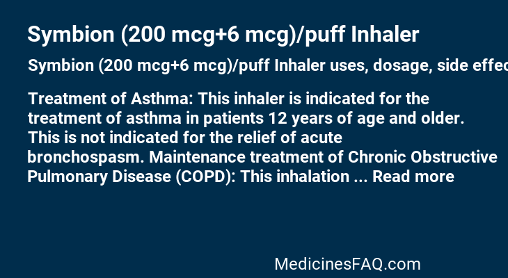 Symbion (200 mcg+6 mcg)/puff Inhaler