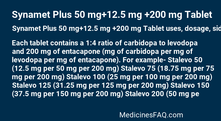 Synamet Plus 50 mg+12.5 mg +200 mg Tablet