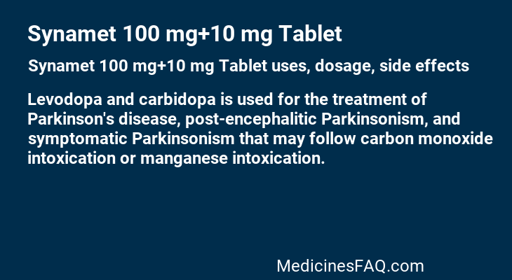 Synamet 100 mg+10 mg Tablet