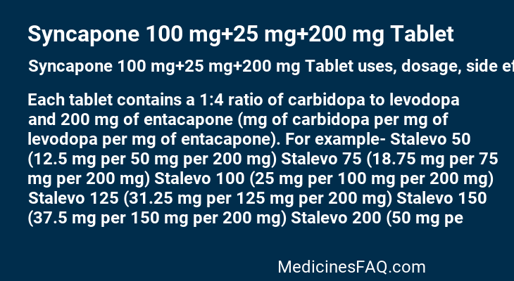 Syncapone 100 mg+25 mg+200 mg Tablet