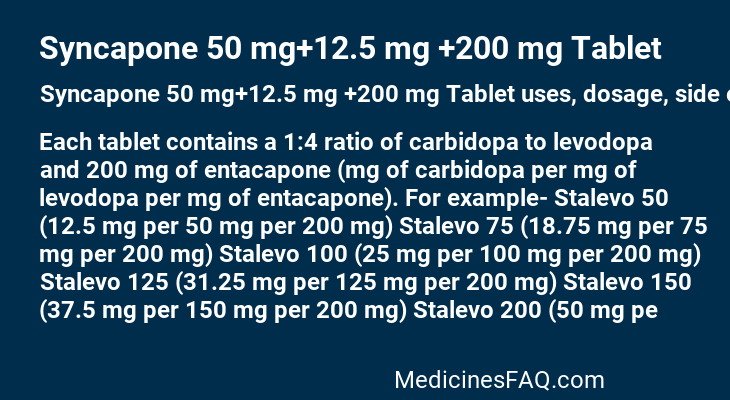 Syncapone 50 mg+12.5 mg +200 mg Tablet