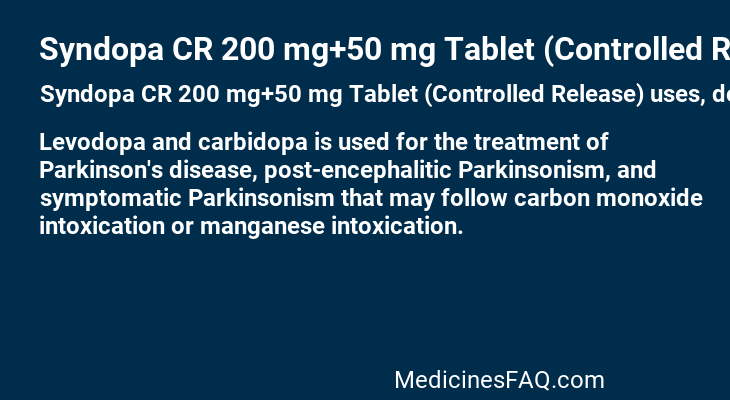 Syndopa CR 200 mg+50 mg Tablet (Controlled Release)