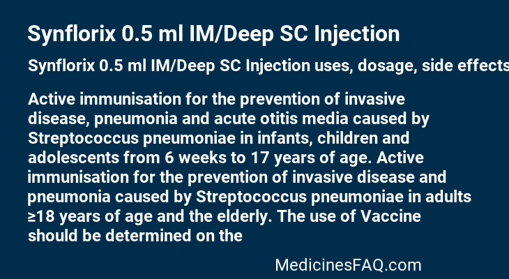 Synflorix 0.5 ml IM/Deep SC Injection